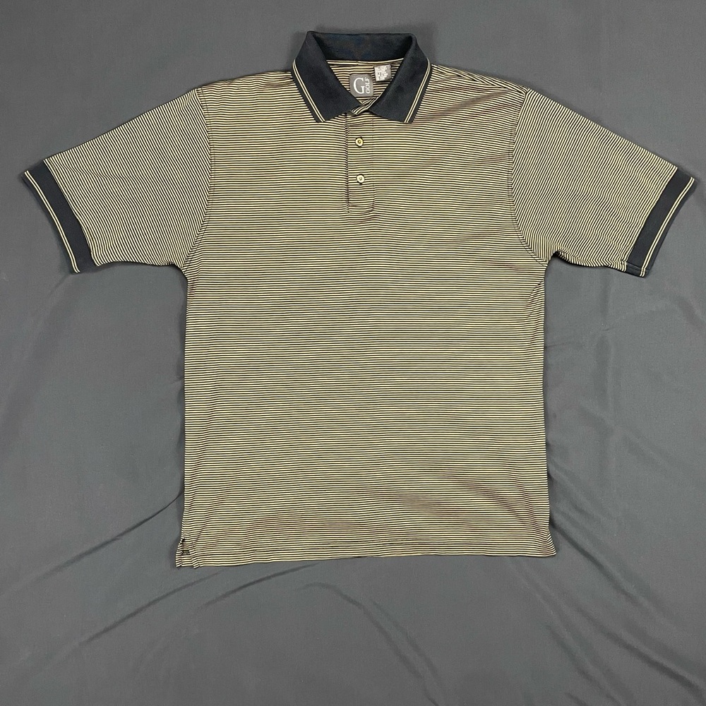 Men's Polo Shirt with Stripes - Black and Tan